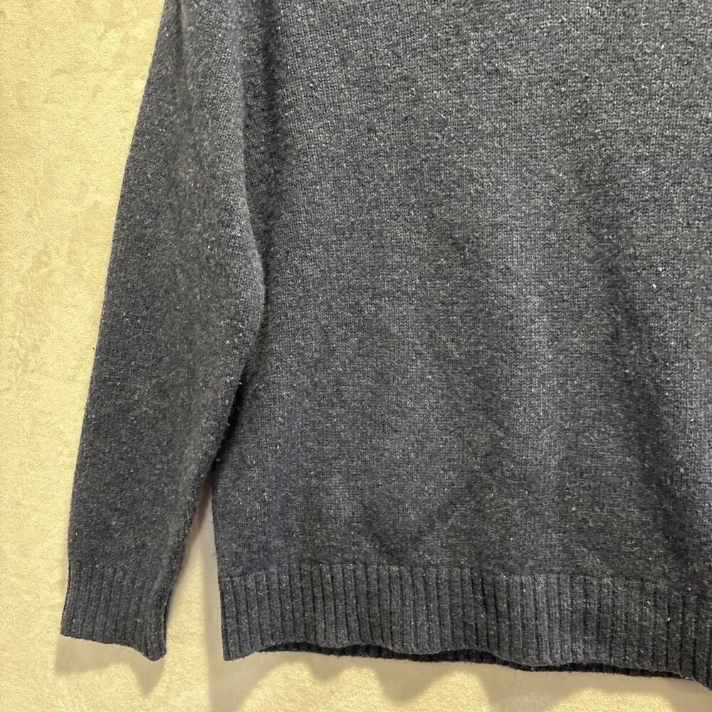 LL Bean Shetland Wool Shawl Collar Sweater Men's Size Large Blue Elbow Patches